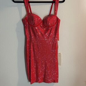 Red Sequin Mini Dress